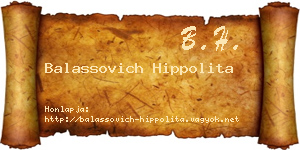 Balassovich Hippolita névjegykártya